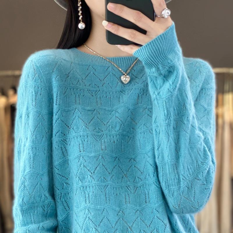 Damen Kuscheliger Feinstrickpullover mit Ajour-Diamantmuster und weiter Passform Drune