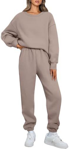 Damen nan Relaxed-Loungewear-Set mit Oversize Rundhals-Sweatshirt und taillierter High-Waist Jogginghose aus French Terry Drune