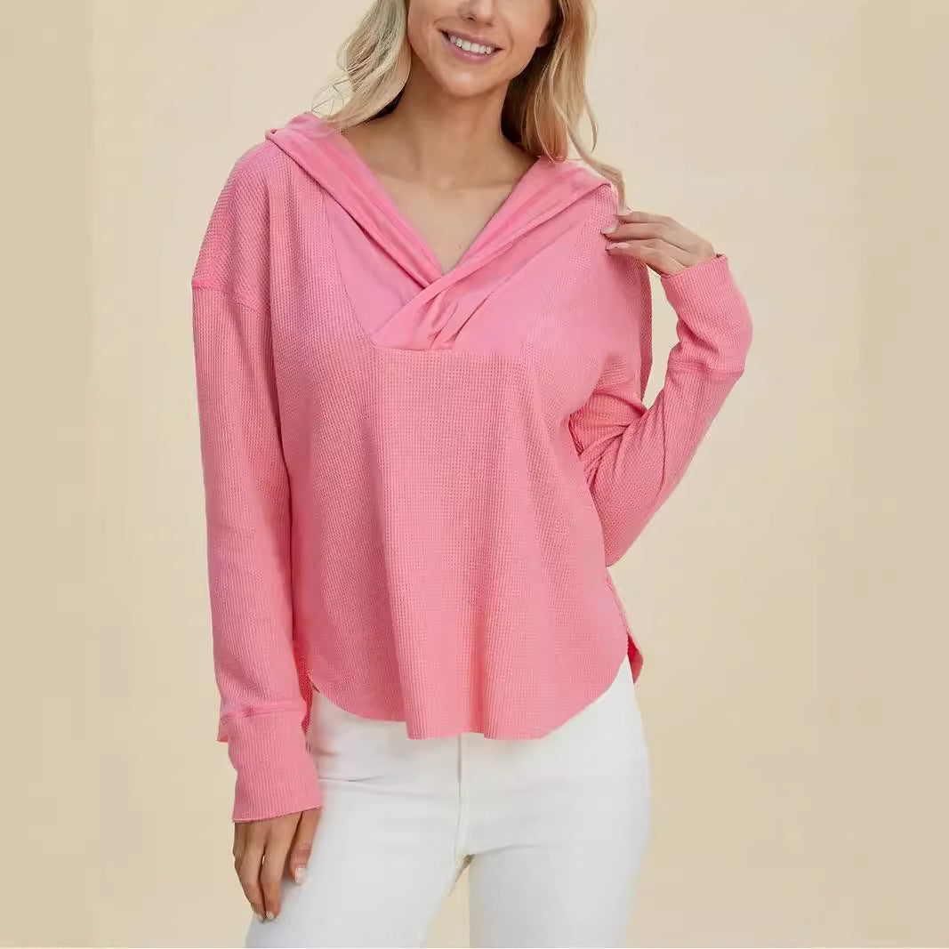 Damen Freizeit Hoodie mit raffiniertem Ausschnitt Drune