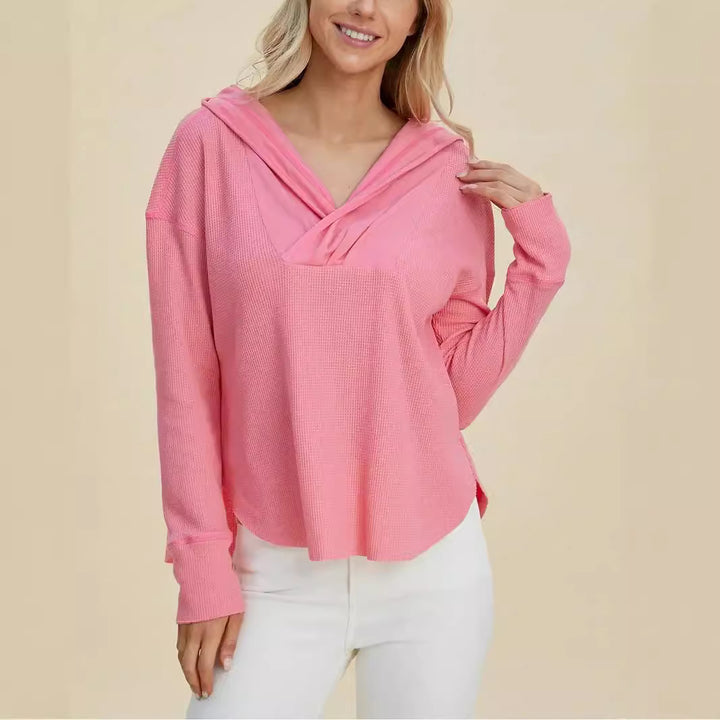 Damen Freizeit Hoodie mit raffiniertem Ausschnitt Drune