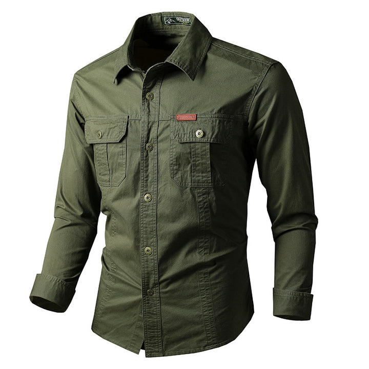 Herren  leichte Overshirt-Jacke mit Klappbrusttaschen und klassischem Hemdkragen Drune