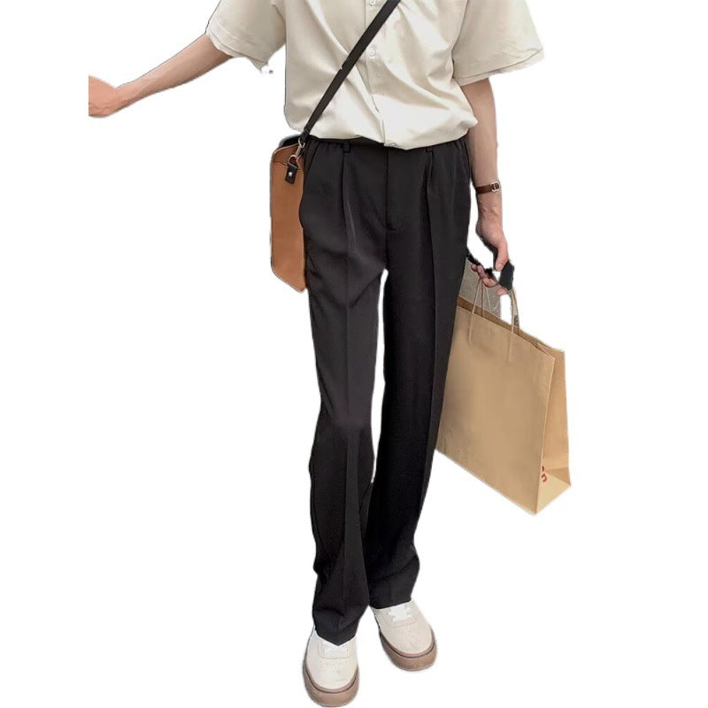 Damen Elegante Hochwasserhose mit gefalteten Details Drune