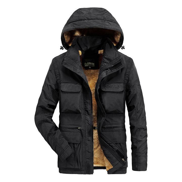 Herren Thermisch Gefütterte Fieldjacke mit Kapuze und Kunstfell-Innenfutter Drune