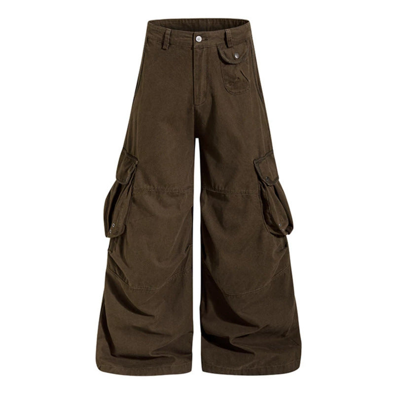 Damen weite Cargo‑Culottehose mit hoher Taille und Multifunktions‑Taschen Drune