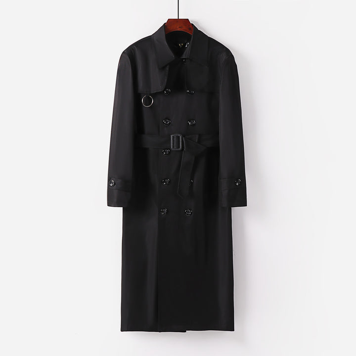 Herren Doppelreihiger Leichter Trenchcoat mit Taillengürtel Drune