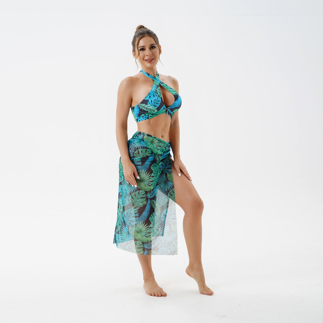 Damen Modischer Bikini mit transparenter Strandpareo Drune
