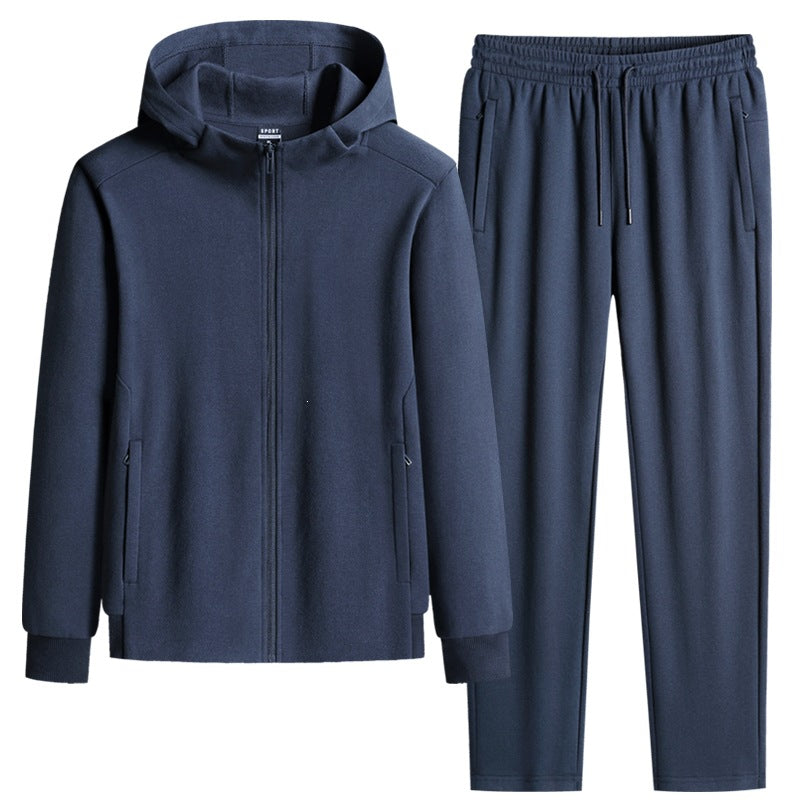 Herren zweiteiliges Kapuzen‑Trainingsset aus French‑Terry mit Reißverschlussjacke & konischer Jogginghose Drune