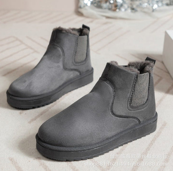 Damen Gefütterte Chelsea-Stiefelette aus Wildlederoptik mit elastischem Einsatz und Profilsohle Drune