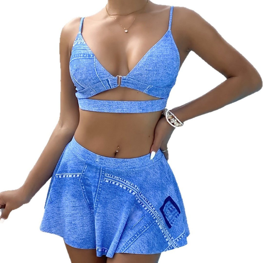 Damen Trendiges Denim-Bikini-Set Drune