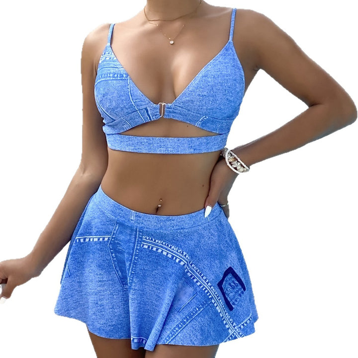 Damen Trendiges Denim-Bikini-Set Drune