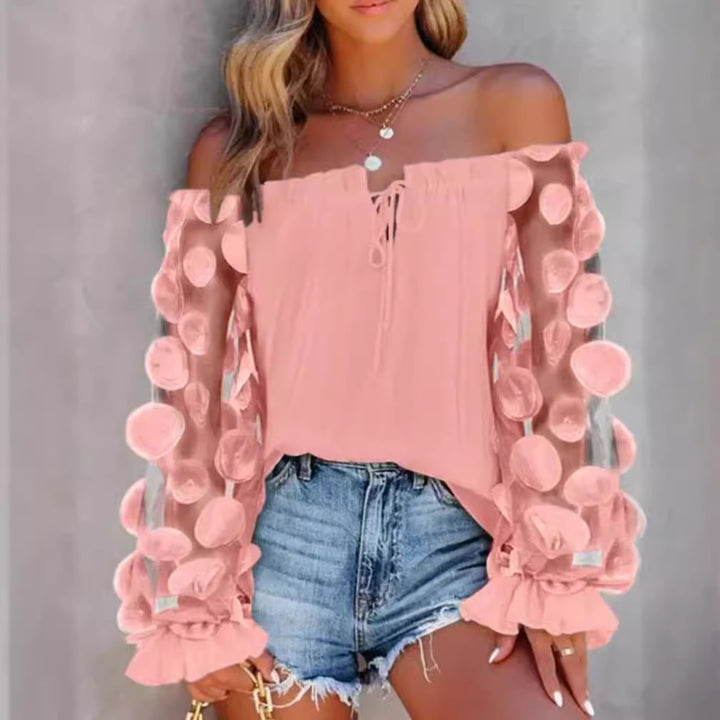 Damen Off-Shoulder Bluse mit dekorativen Puffärmeln Drune