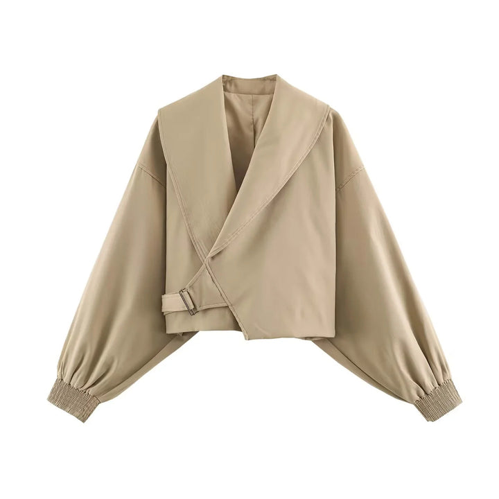 Damen nan kurze Oversize Jacke mit großem Schalkragen und Ballonärmeln Drune