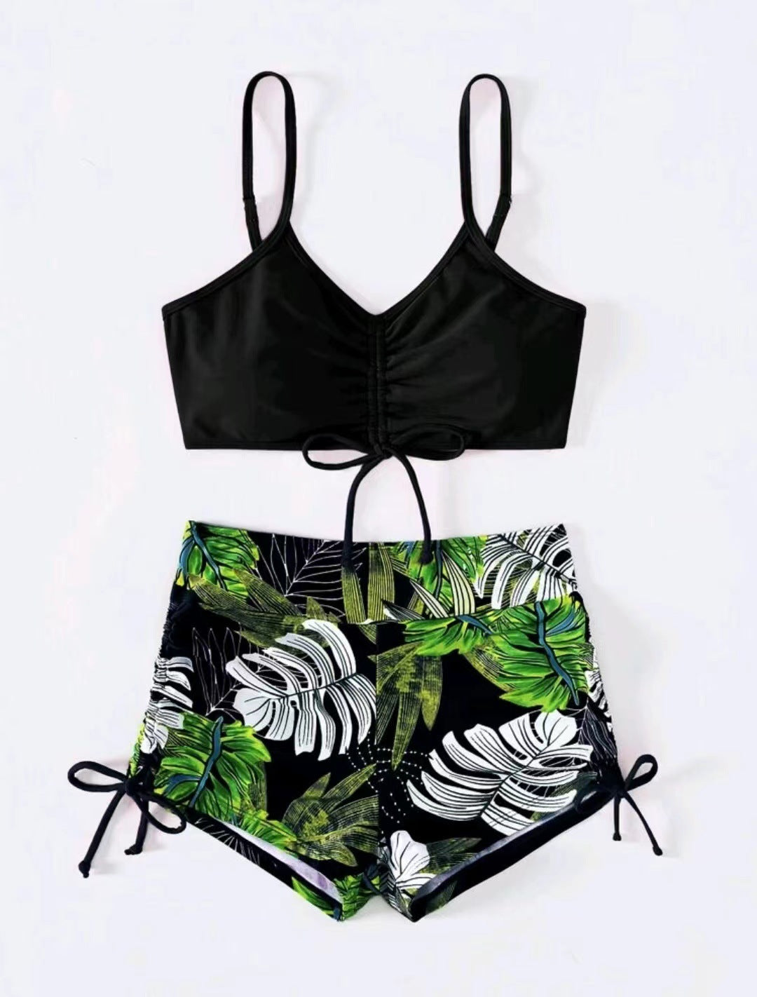 Damen Zweiteiliges Bikini-Set mit sportlichem Oberteil und hochgeschnittenen Shorts Drune