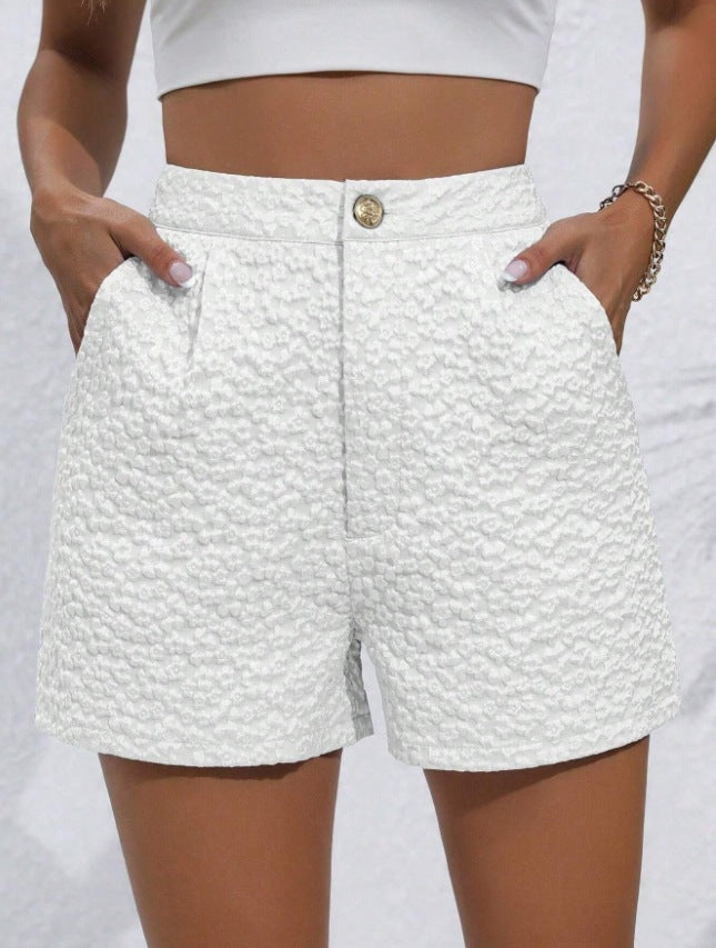 Damen Modische Shorts mit Blumenstickerei Drune