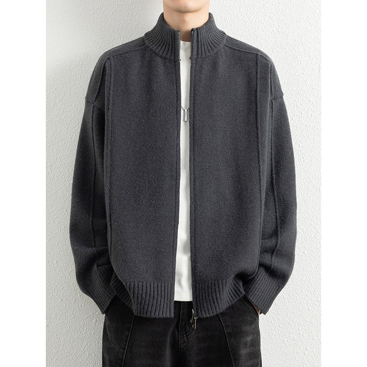 Herren Hochwertiger Strickjacke mit Stehkragen Drune