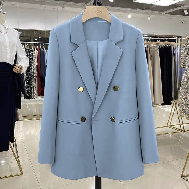 Damen Modischer Doppelreiher Blazer Drune