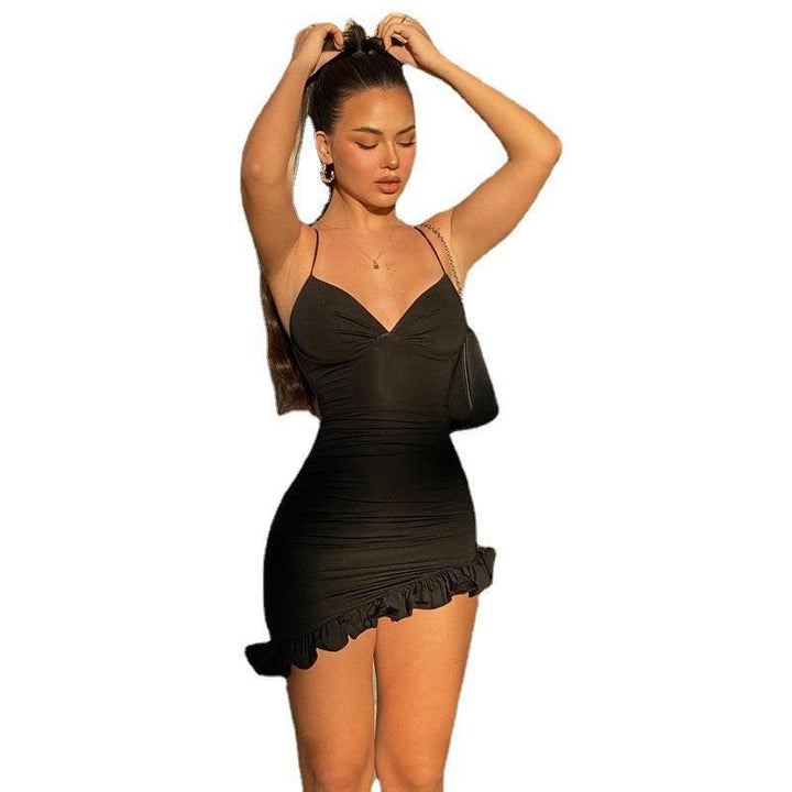 Damen Elegantes Minikleid mit raffinierter Rüschendetail Drune