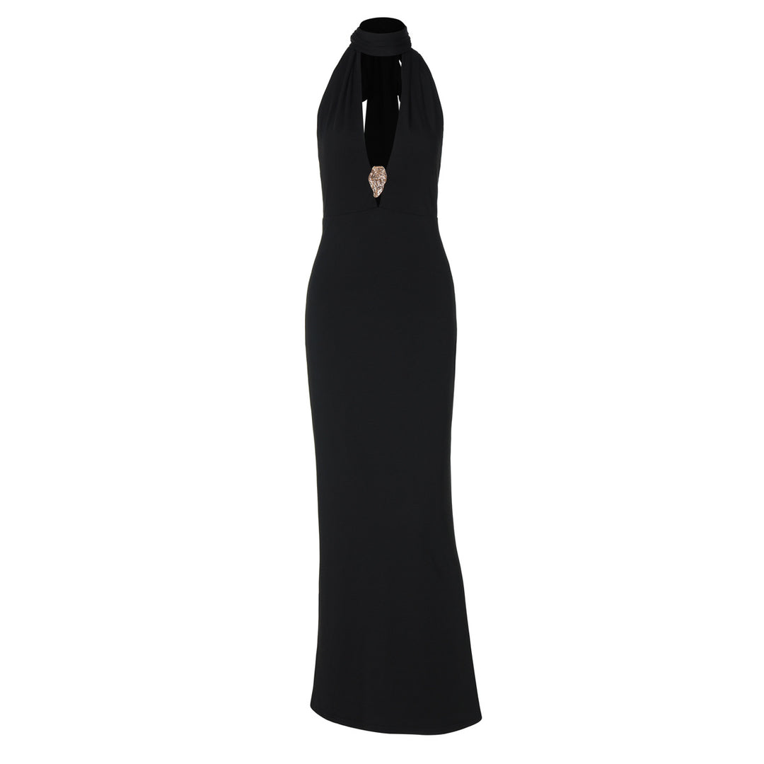 Damen Elegantes Halter-Maxikleid mit verführerischem Ausschnitt Drune