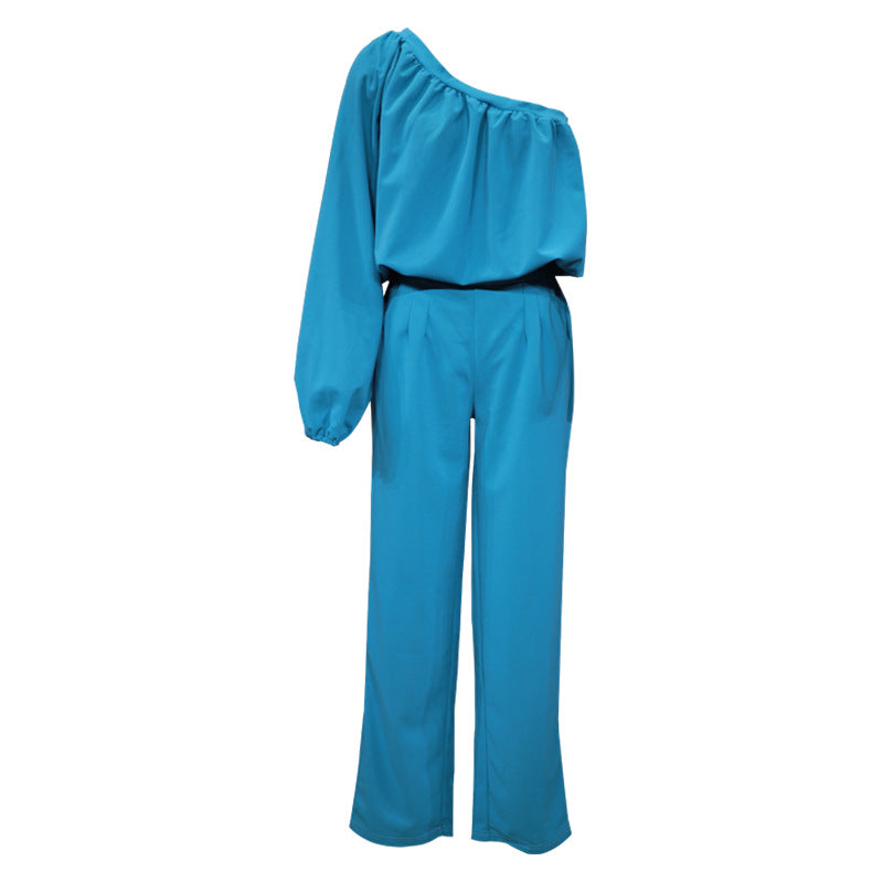 Damen Einteiler mit asymmetrischem Schnitt und eleganten Puffärmeln Drune