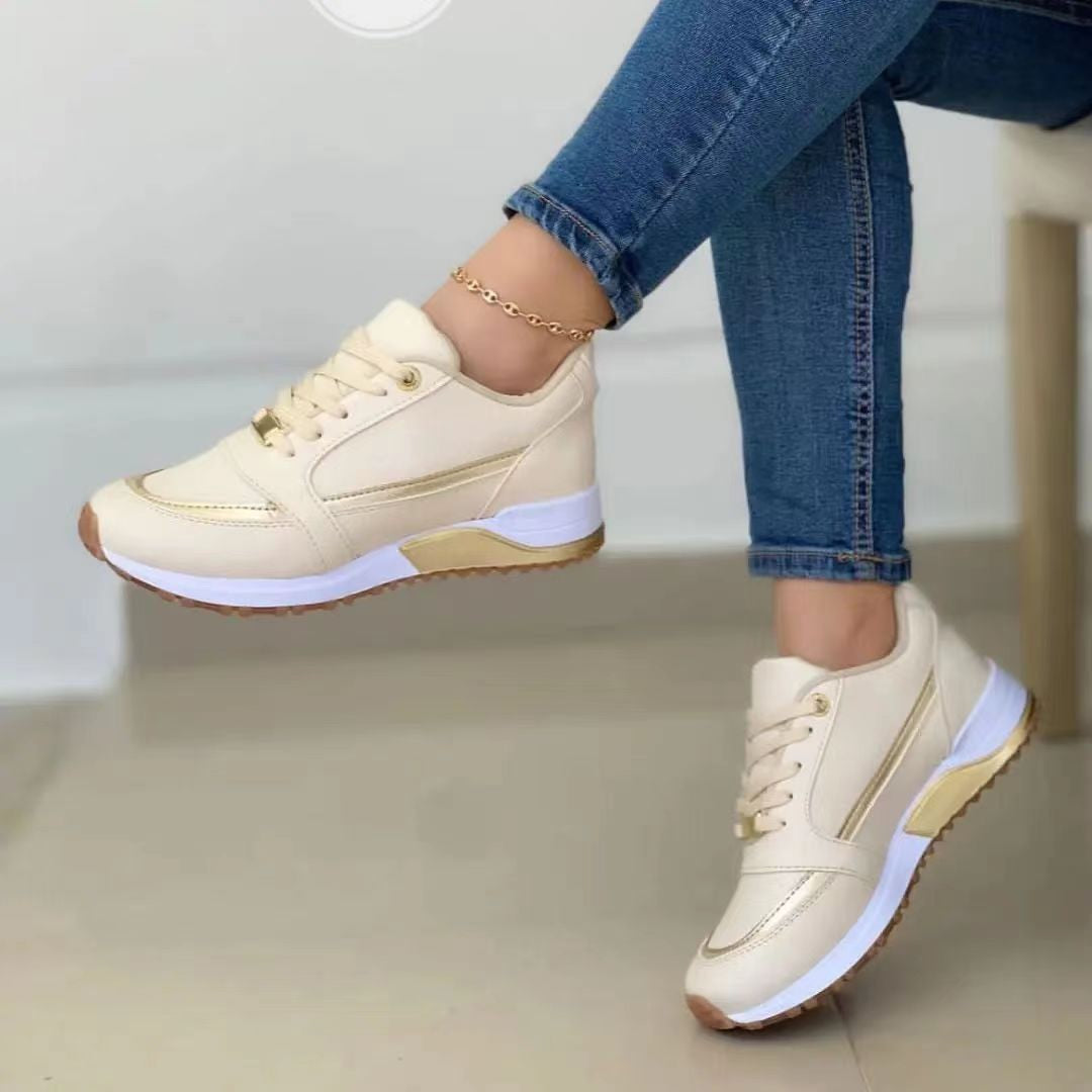 Damen Keilabsatz-Sneaker mit Goldakzenten und gepolsterter Laufsohle Drune