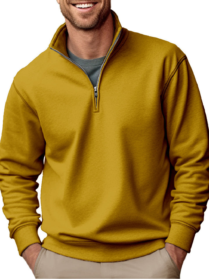 Herren nan Halbzip-Sweatshirt mit Stehkragen und weichem Fleece-Innenfutter Drune