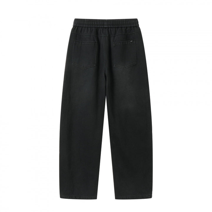 Unisex Weite Denim-Hose mit elastischem Bund, Tunnelzug und fünf Taschen Drune