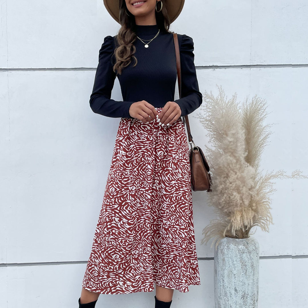 Damen Elegante und verspielte Maxi-Rock mit floralem Muster Drune