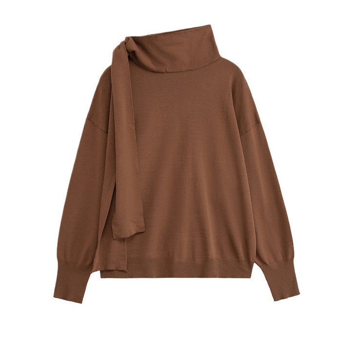 Damen modischer Pullover mit asymmetrischem Kragen Drune