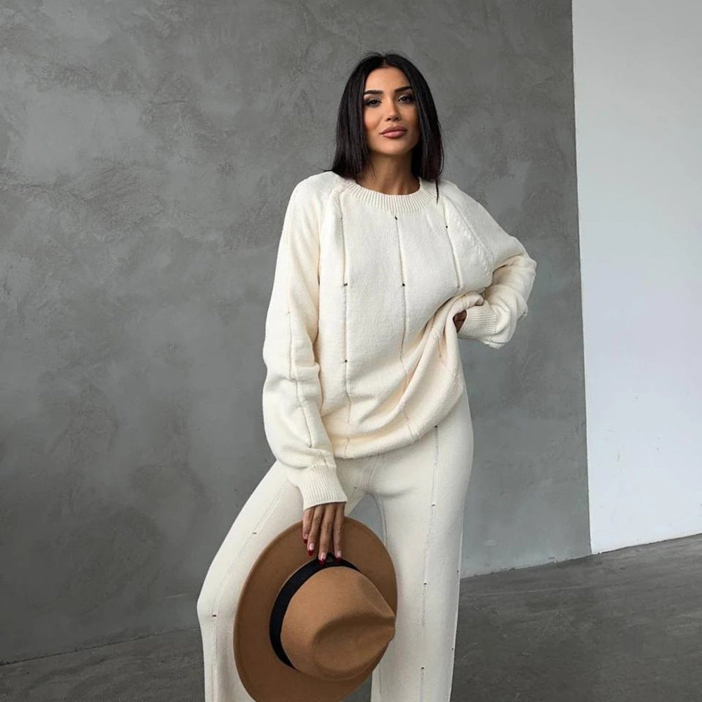 Damen Cozy Strickanzug mit modernem Schnitt und dezenten Akzenten Drune