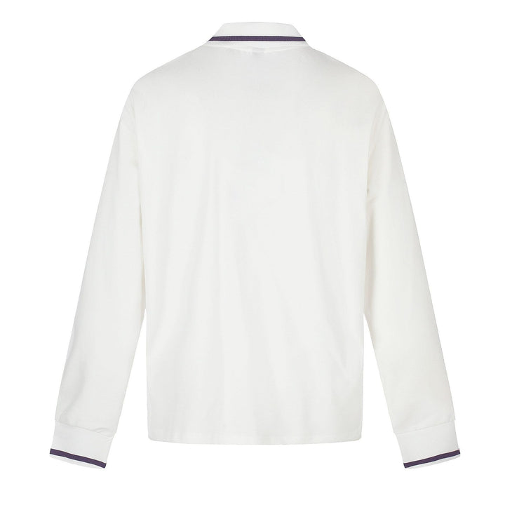 Damen Langarm-Poloshirt mit Strass-Applikation und kontrastierenden Bündchen Drune