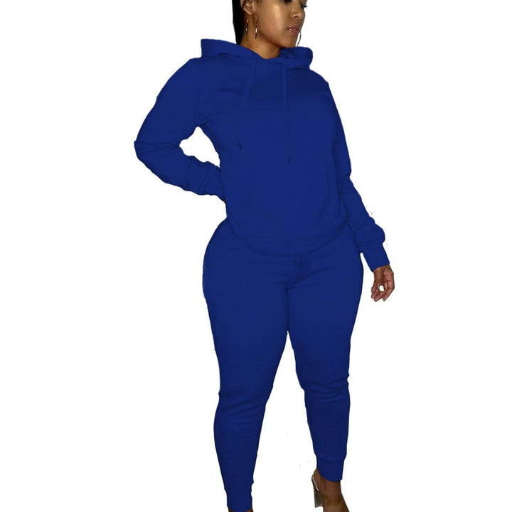 Damen nan tailliertes Hoodie- und Jogginghose-Set mit Kängurutasche, hohem Komfortbund und gerippten Knöchelbündchen Drune