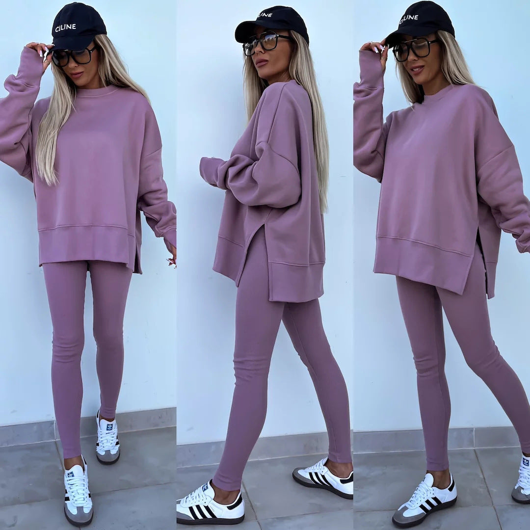 Damen Sportlicher Freizeitanzug mit oversized Sweatshirt und enganliegenden Leggings Drune