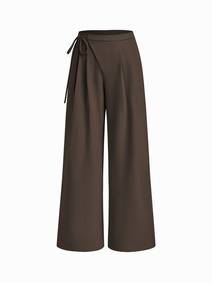 Damen Weite Nadelstreifen-Hose mit Wickel-Taille Drune