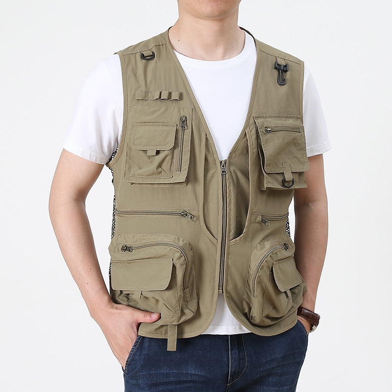 Herren Multifunktionale Angler Utility Weste mit Mehrfachtaschen Drune