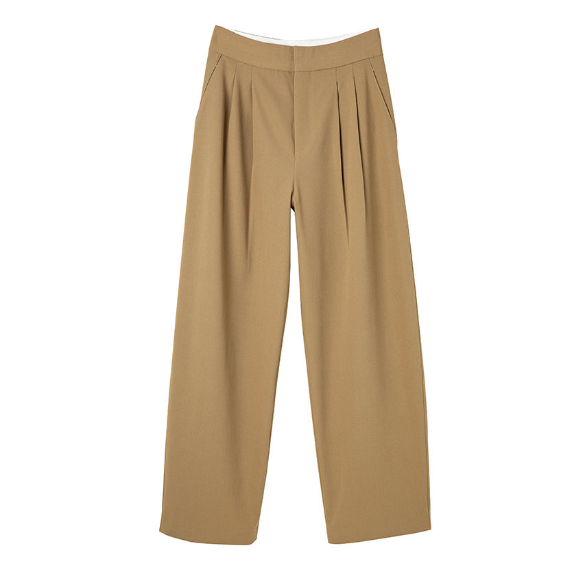 Damen Hochtaillierte Plissee-Bundhose mit weitem Bein Drune