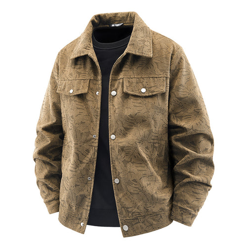 Herren Modische Cordjacke mit einzigartigem Jacquard-Muster Drune