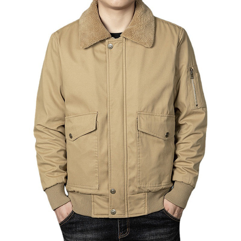 Herren Thermo-Pilotenblouson mit durchgehendem Teddyfleece, Pattentaschen und Ärmel-Organizer Drune