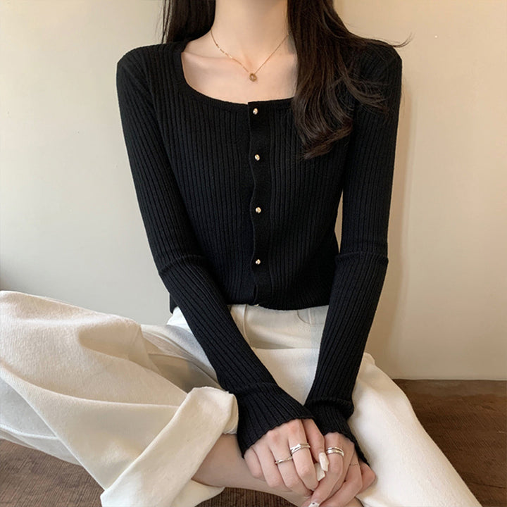 Damen Langarm-Cardigan mit Rundhalsausschnitt und strukturiertem Rippenmuster Drune