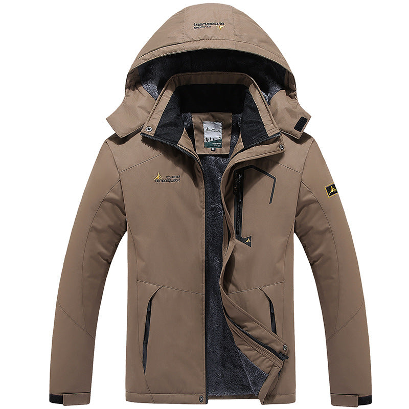Herren multifunktionale wasserdichte Outdoorjacke mit abnehmbarem Fleece-Innenlayer und verstellbarer Kapuze Drune