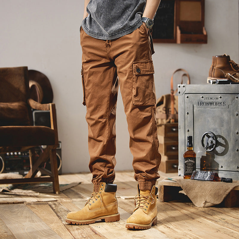 Herren Robust konstruierte Cargohose im Joggerstil mit Tunnelzugbund, aufgesetzten Klapptaschen und elastischem Knöchelabschluss Drune