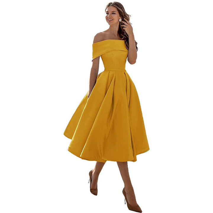 Drune | Vielseitiges Trägerloses Satin-Kleid Für Partys