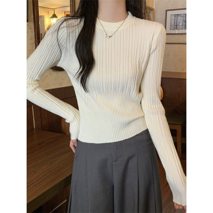 Damen feiner Rippstrickpullover mit verlängerten Ärmeln Drune