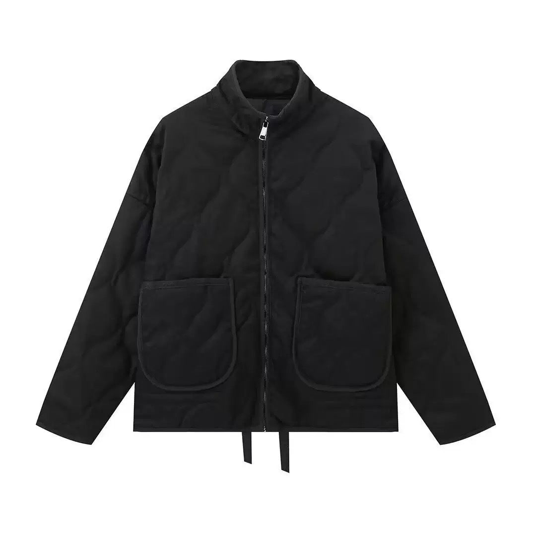 Unisex Stepp-Überjacke mit Stehkragen, aufgesetzten Taschen und Kordelzug Drune