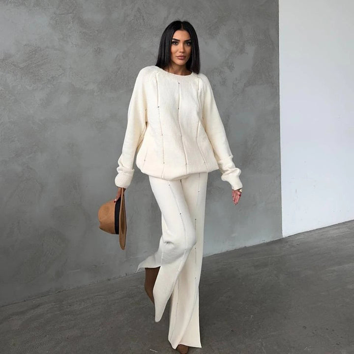 Damen Cozy Strickanzug mit modernem Schnitt und dezenten Akzenten Drune