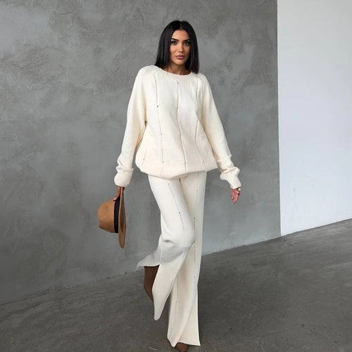 Damen Cozy Strickanzug mit modernem Schnitt und dezenten Akzenten Drune