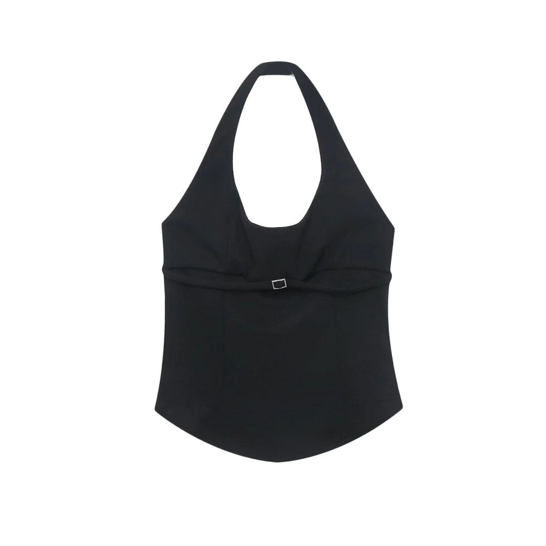 Damen elegantes Neckholder-Oberteil mit raffiniertem Knoten-Detail Drune