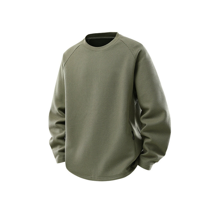 Herren Waffelstruktur-Thermo-Sweatshirt mit Raglanärmeln und Reißverschlusstaschen Drune