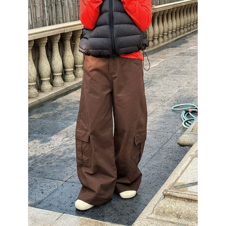 Damen Weite Cargo-Baggy-Hose mit großen Pattentaschen Drune