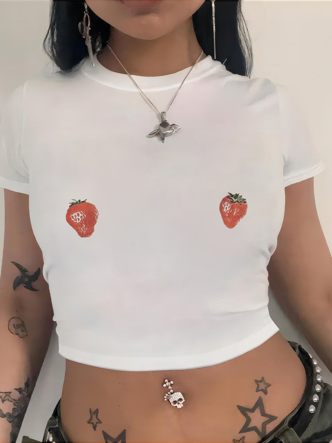 Damen Crop-T-Shirt mit auffälligem Statement-Print Drune 1777452337