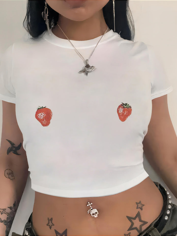 Damen Crop-T-Shirt mit auffälligem Statement-Print Drune 1777452337